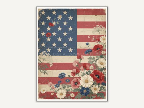 Faded flag with summer florals in muted tones