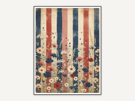 Sun-bleached stripes with meadow blooms