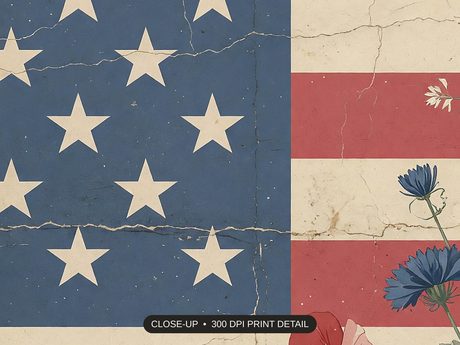 Close-up print detail of the vintage americana artwork at 300 DPI