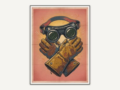 welding goggles and sturdy work gloves