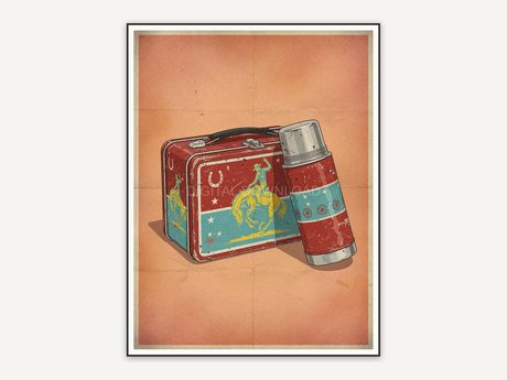 vintage metal lunchbox with thermos