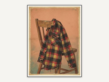 flannel shirt casually draped over chair