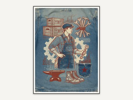 vintage overalls workwear illustration