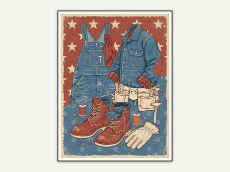 cream and red work boot illustration