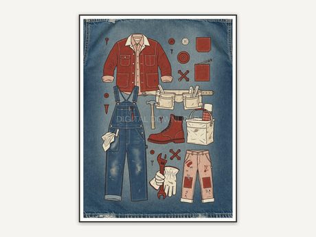 brick red tool belt print