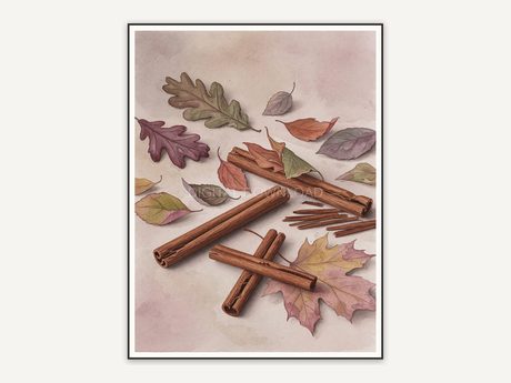 Cinnamon sticks and leaves