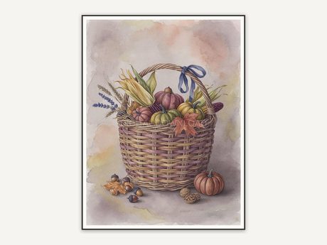 Woven harvest basket print