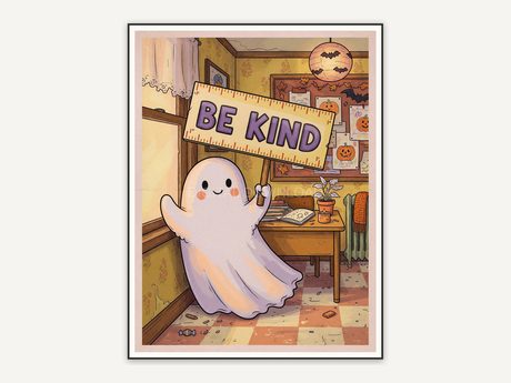 friendly ghost with rule sign