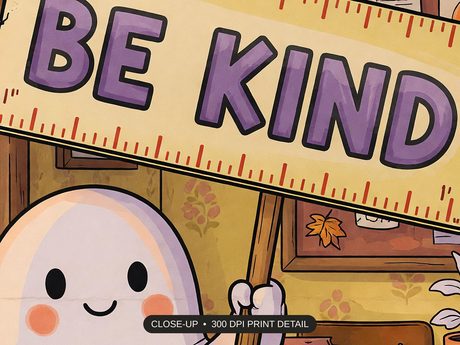 Close-up print detail of the classroom rules poster artwork at 300 DPI