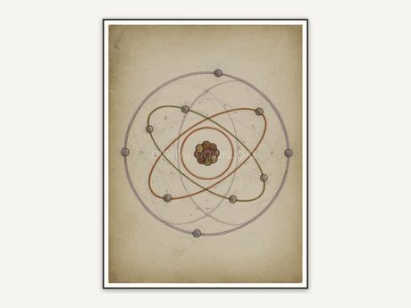 simple atom model line drawing