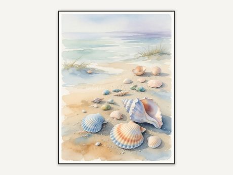 Watercolor seashells print