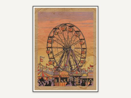 Ferris wheel silhouette on kraft paper