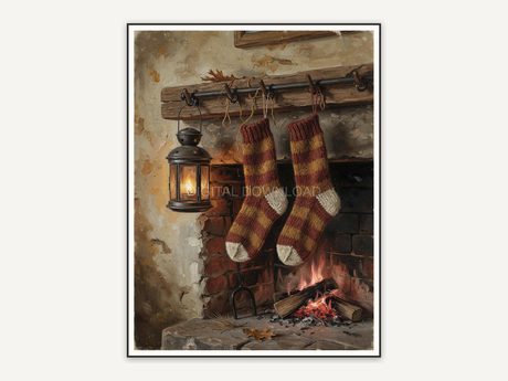 Knit socks drying near lantern