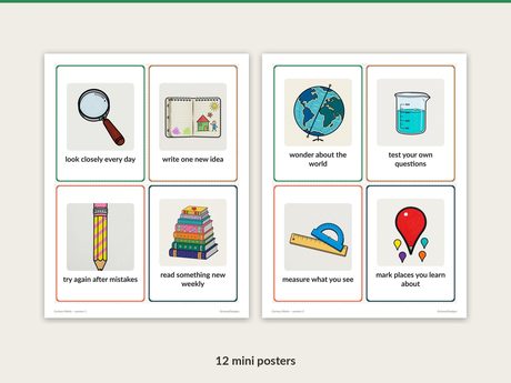 12 Curious Minds mini posters with captions