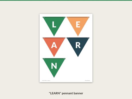 Pennant banner spelling LEARN