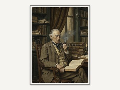 Elderly scholar with pipe portrait