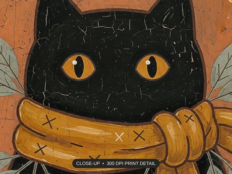 Close-up print detail of the halloween decor and spooky season wall art artwork at 300 DPI
