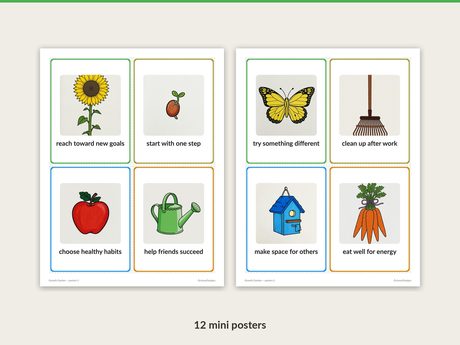 12 Growth Garden mini posters with captions