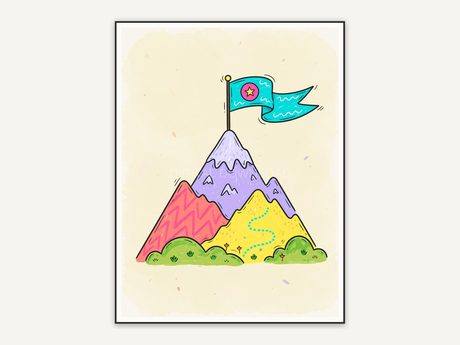 Mountain with flag icon print on cream