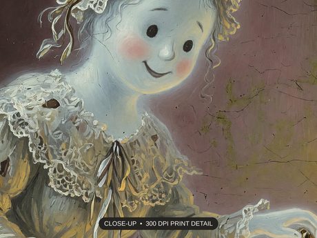 Close-up print detail of the vintage oil painting halloween bundle artwork at 300 DPI