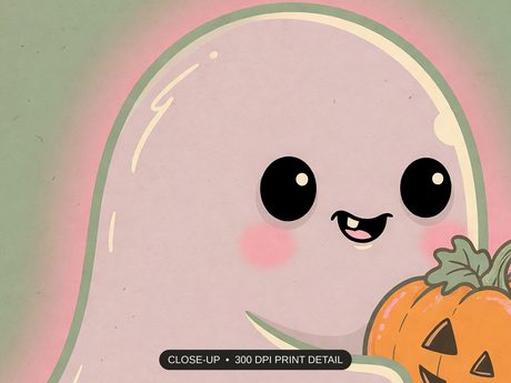 Close-up print detail of the halloween decor and spooky season wall art artwork at 300 DPI