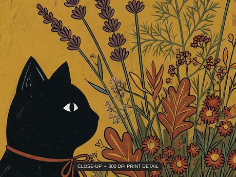 Close-up print detail of the halloween kitchen prints artwork at 300 DPI