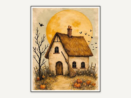 Halloween printable wall art design from the 120 print bundle shown framed