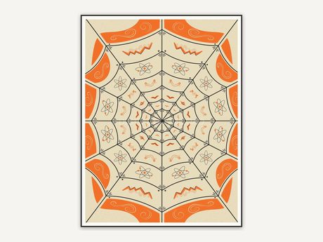 1950s spider web with bold geometric patterns