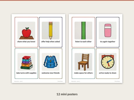 12 Helping Hands mini posters with captions