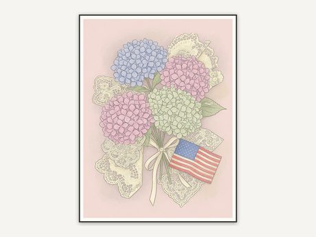Hydrangeas with lace and flag motif