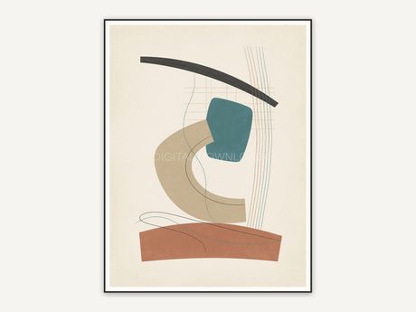 Japandi abstract with curved blocks in earth tones