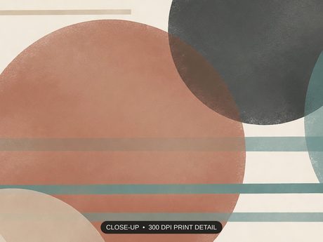 Close-up print detail of the japandi mid-century modern abstract artwork at 300 DPI