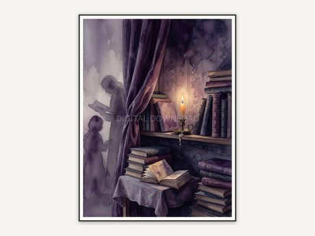 candlelit alcove with shadow figures