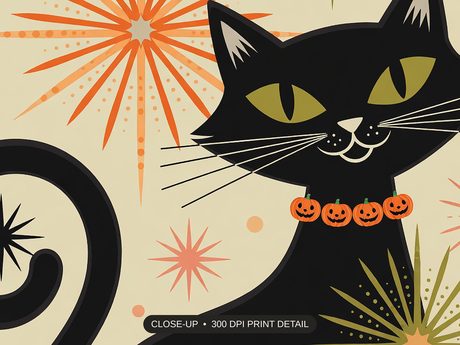 Close-up print detail of the halloween decor and spooky season wall art artwork at 300 DPI
