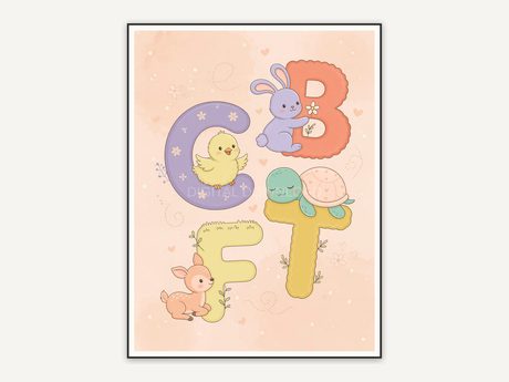 Baby giraffe with letter G in pastel tones