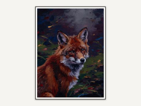 Oil style fox portrait with moody tones