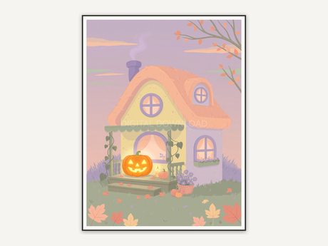Cozy cottage with jack-o-lantern porch