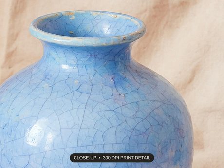 Close-up print detail of the patina blue ceramic studies artwork at 300 DPI