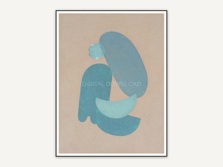 Patina blue abstract shape seven