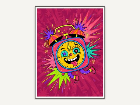 cheerful alarm clock with starburst details