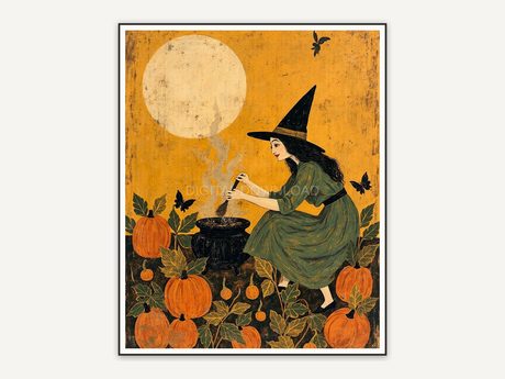 Halloween printable wall art design from the 120 print bundle shown framed