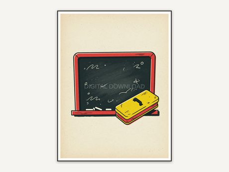 Green chalkboard with pink eraser motif