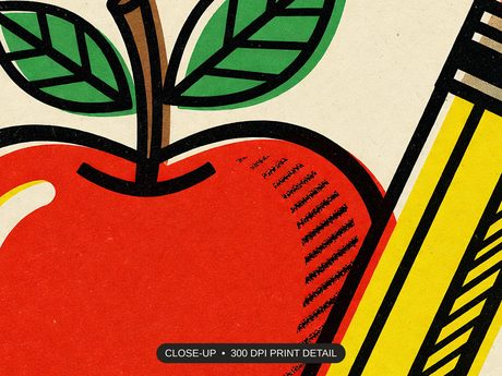 Close-up print detail of the classroom printable artwork at 300 DPI