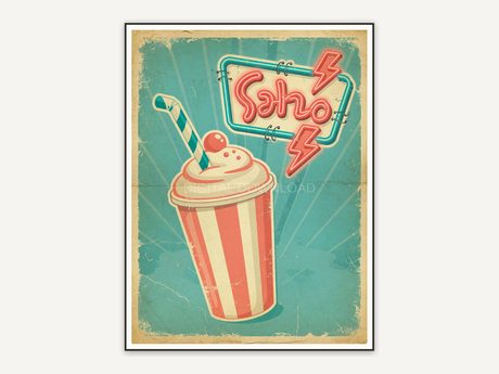 Milkshake with neon sign print