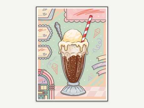 retro root beer float print