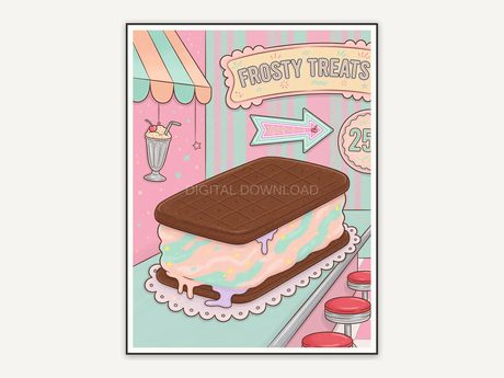 retro ice cream sandwich print