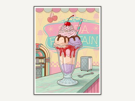 retro sundae in glass print