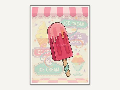 retro popsicle on stick print