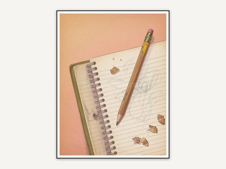 vintage pencil and notebook illustration