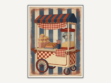 Hot dog and popcorn cart scene
